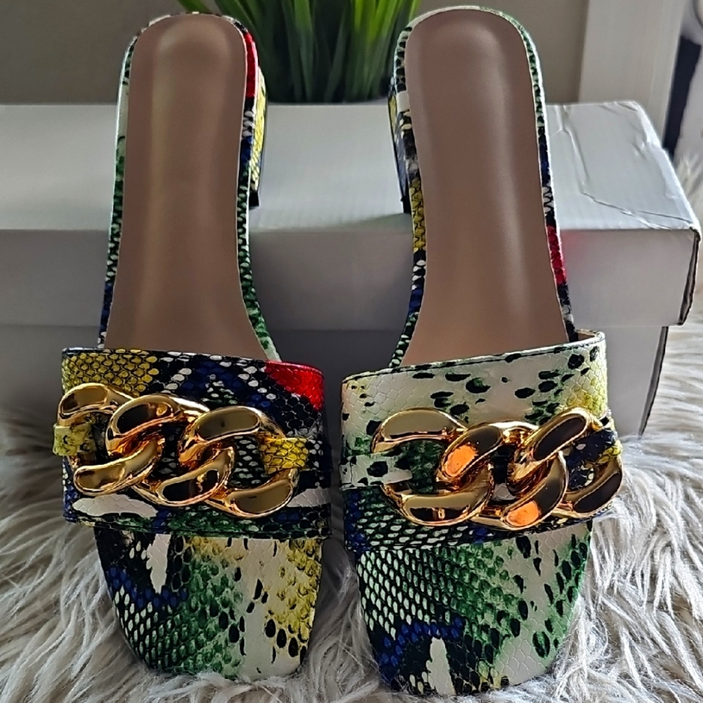 Multicolor Snake Print Women's Sandals